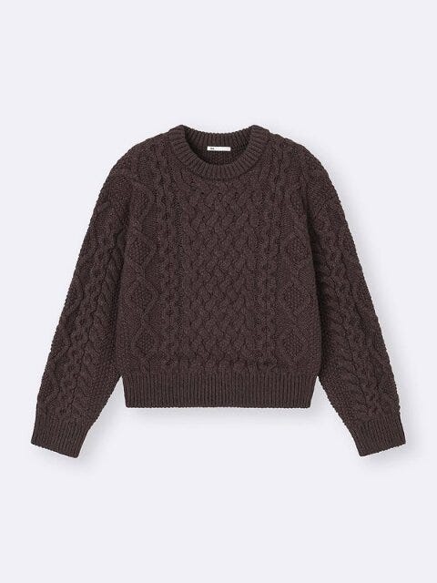 GUのケーブルクルーネックニットプルオーバー