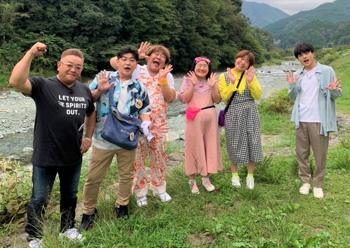サンドウィッチマン(伊達みきお、富澤)、石塚英彦、ガンバレル―ヤ(よしこ、まひる)、白濱亜嵐(C)テレビ朝日
