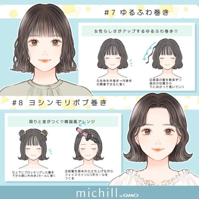 ゆるふわ巻き　ヨシンモリボブ巻き