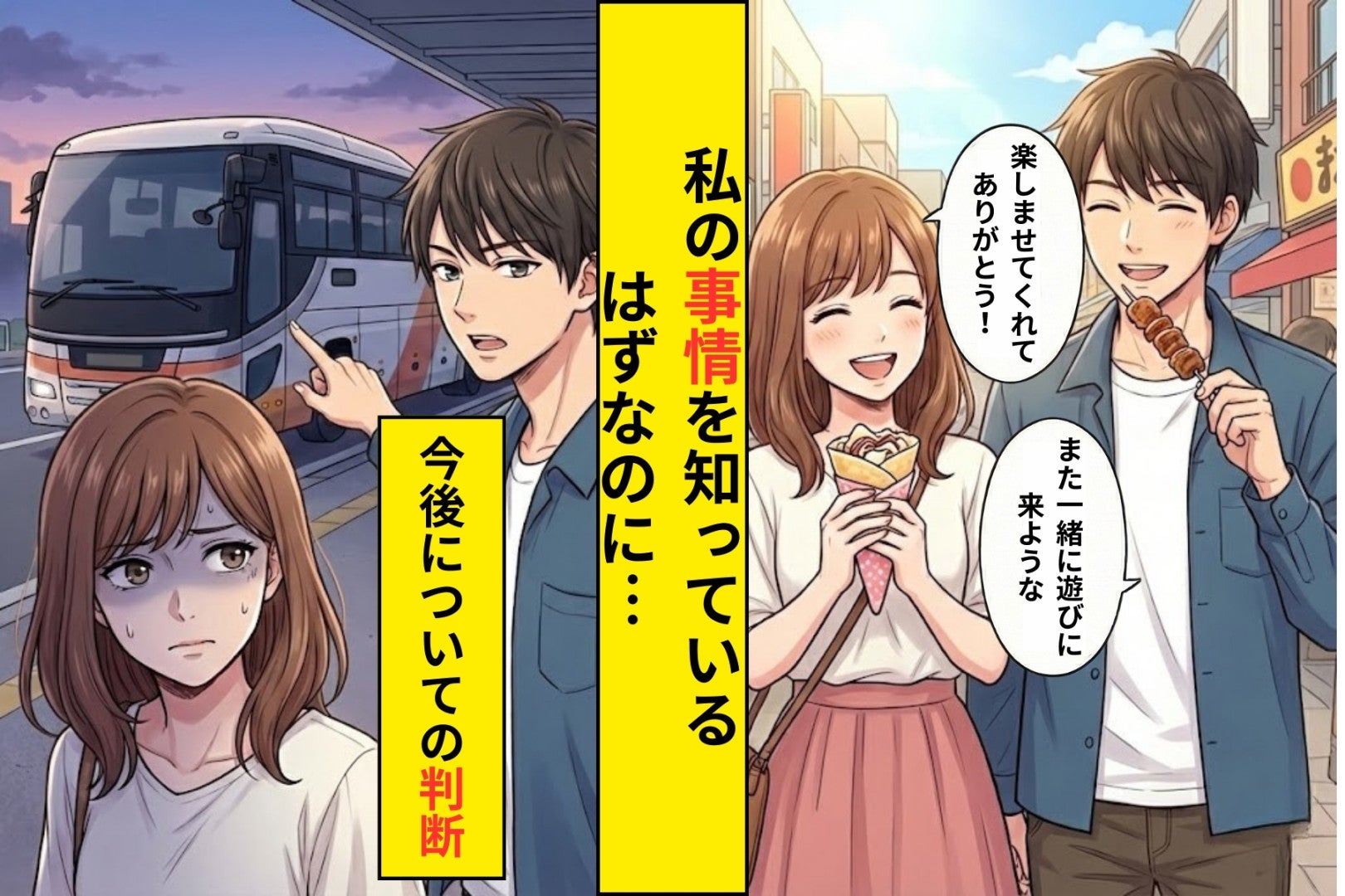 「帰りなら別にいいでしょ」日帰りデートの帰り道、バス酔いする私に彼氏が言ってきたまさかの提案