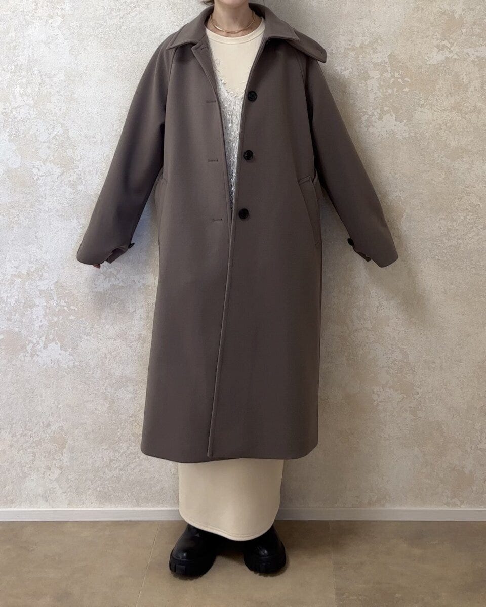 GUコージーメルトンバルマカーンコート　Mサイズ着用丈感　正面