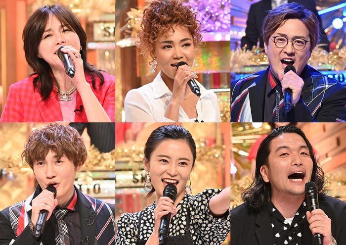 (上段左から時計回り)相川七瀬、Crystal Kay、酒井一圭、盛山晋太郎、小島瑠璃子、後上翔太(C)フジテレビ