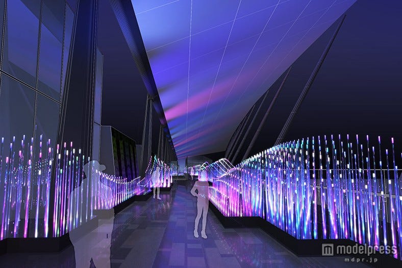 未来的な演出のイルミが今年も 光と音で風を可視化