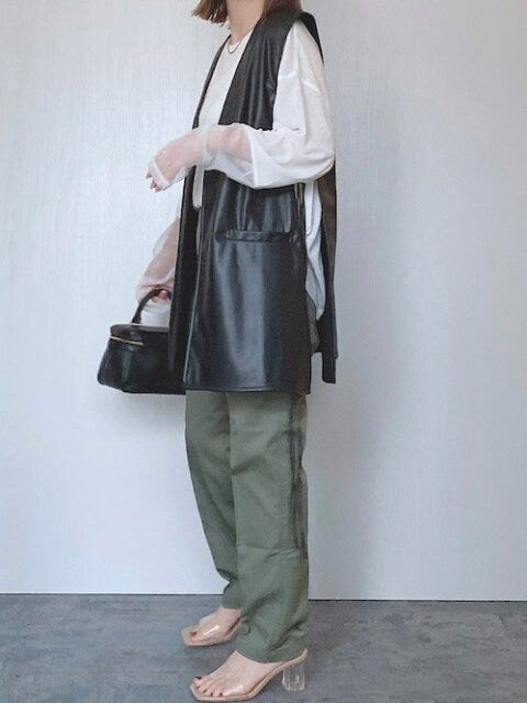 シアーシャツ　コーデ