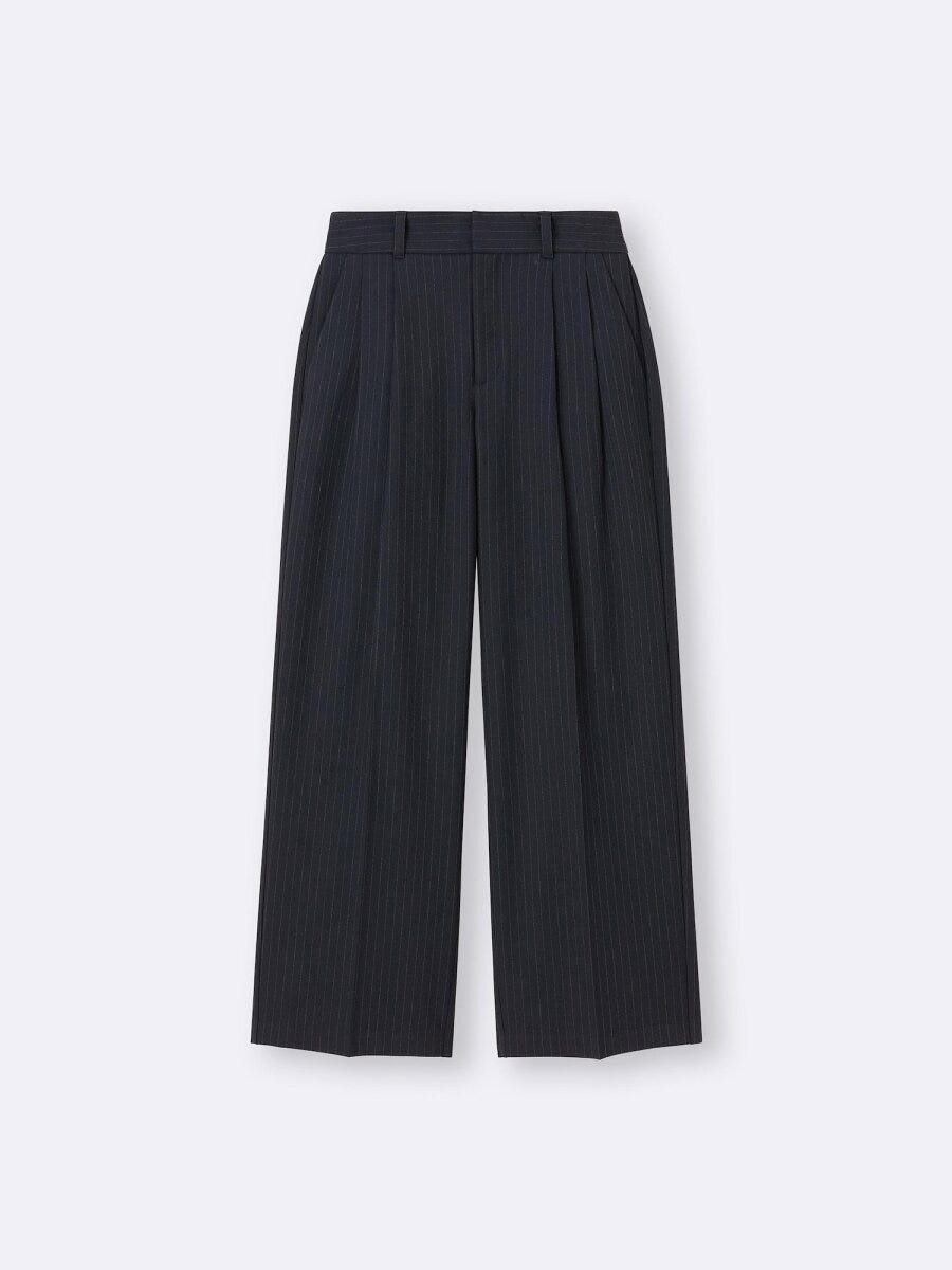 2026gu春大人女性おすすめタックワイドパンツ