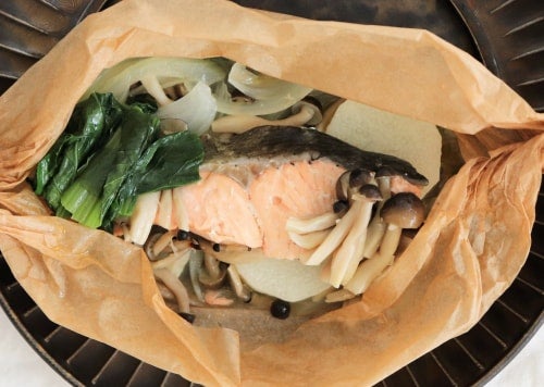 10分で完成!鮭と秋野菜のレンジ蒸し