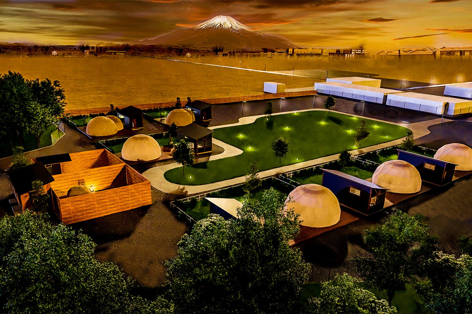 山梨に全室富士山ビューの「グランピングヴィレッジTOTONOI 富士山中湖」開業