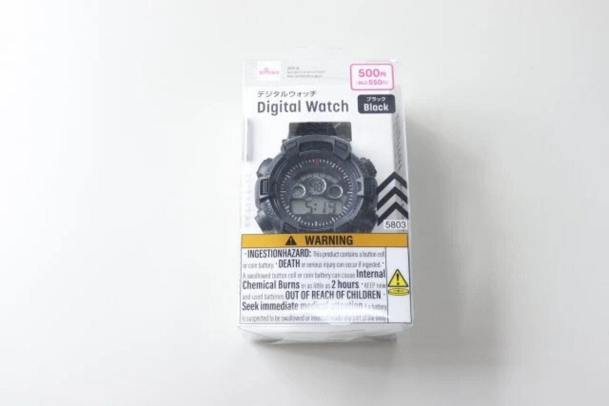 ダイソー　デジタルウォッチ（BK）　パッケージ