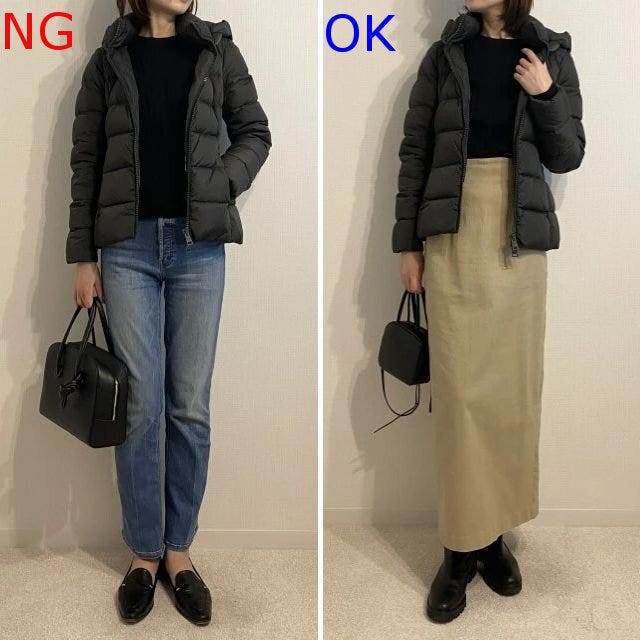 黒ダウンコートNG＆OKコーデ