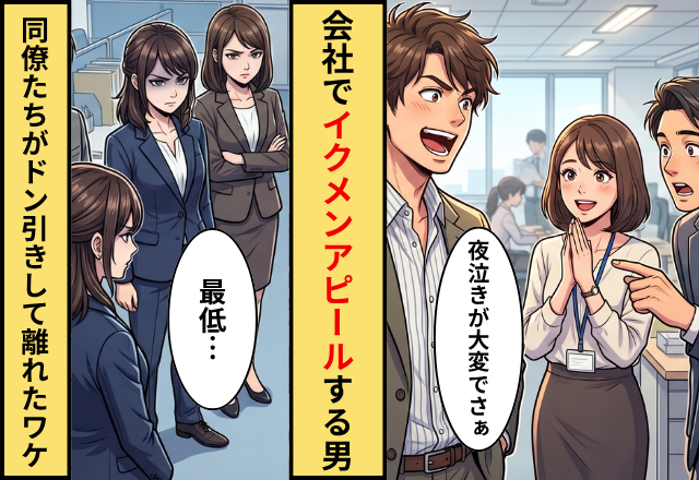 会社で【イクメンアピール】をする男。しかし後日⇒「最低だな」同僚たちが手のひらを返したワケ。