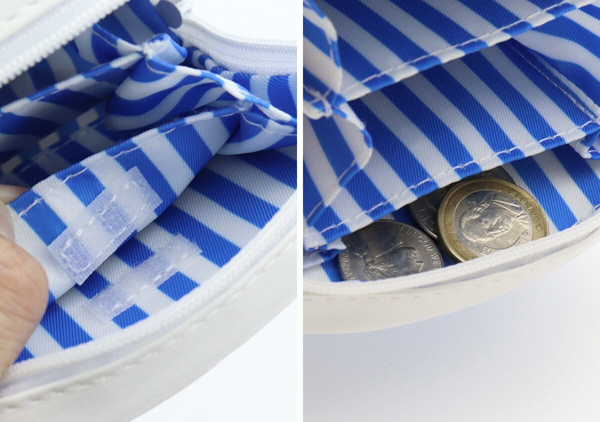 ローソン看板ミニポーチブルーストライプ裏地