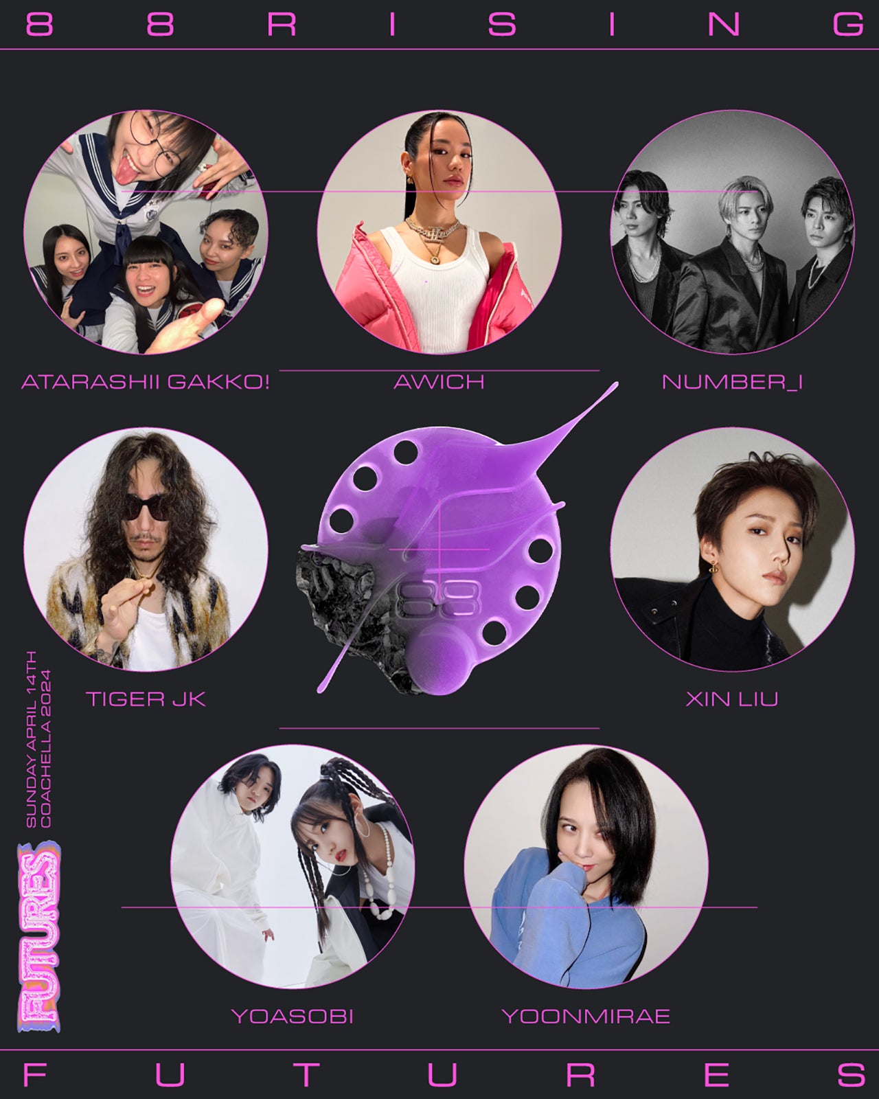 「Coachella Valley Music and Arts Festival 2024」の特別ステージ「88rising Futures」出演者（C）88rising