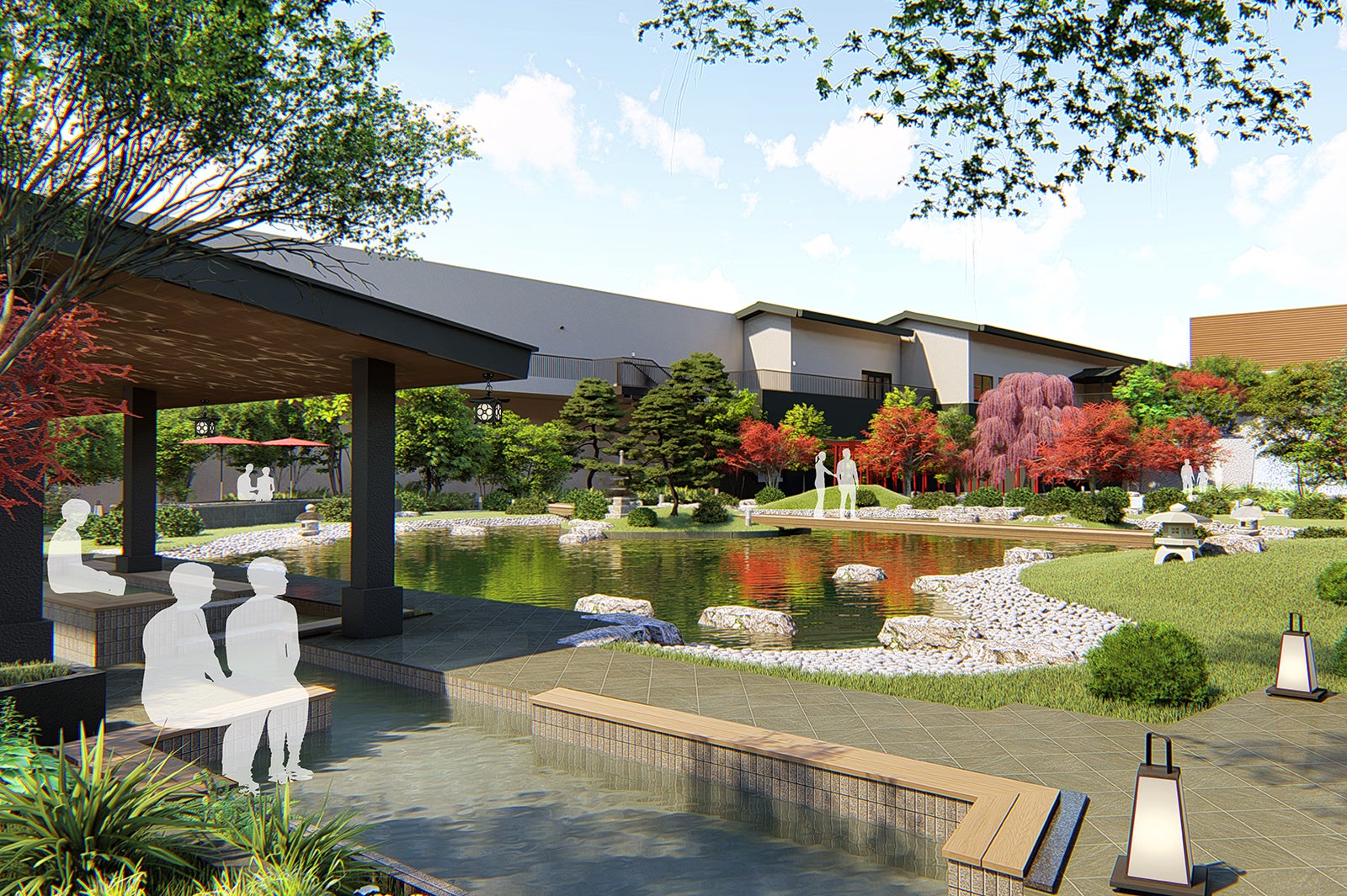 天空庭園内の足湯（屋上庭園）／画像提供：大阪ベイタワー合同会社