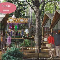 「Public zone（パブリックゾーン）」は日常的に足を運べる公園として、自然を活用したアクティビティ等を展開／画像提供：フィンテック