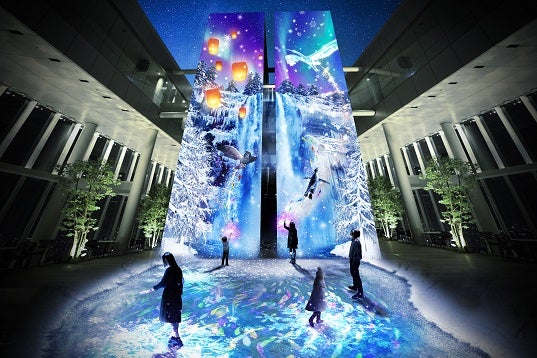 Crystal Waterfall」（展望台58階天空庭園ツインタワーおよび床面）／画像提供：近鉄不動産