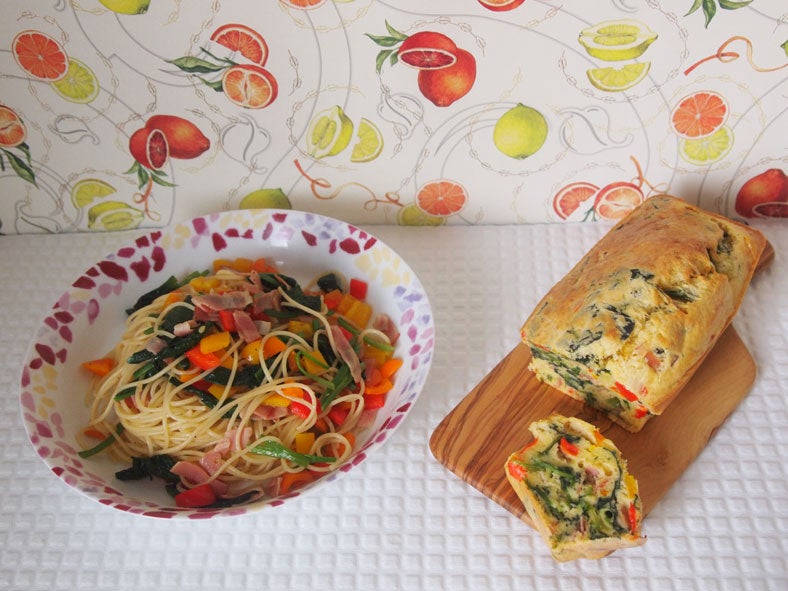 「カラフル スパゲッティ☆　→　ケークサレ」