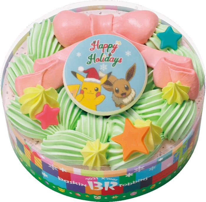 ポケモン アイスクリームケーキ クリスマスリース3,500円/画像提供:B‐Rサーティワン アイスクリーム