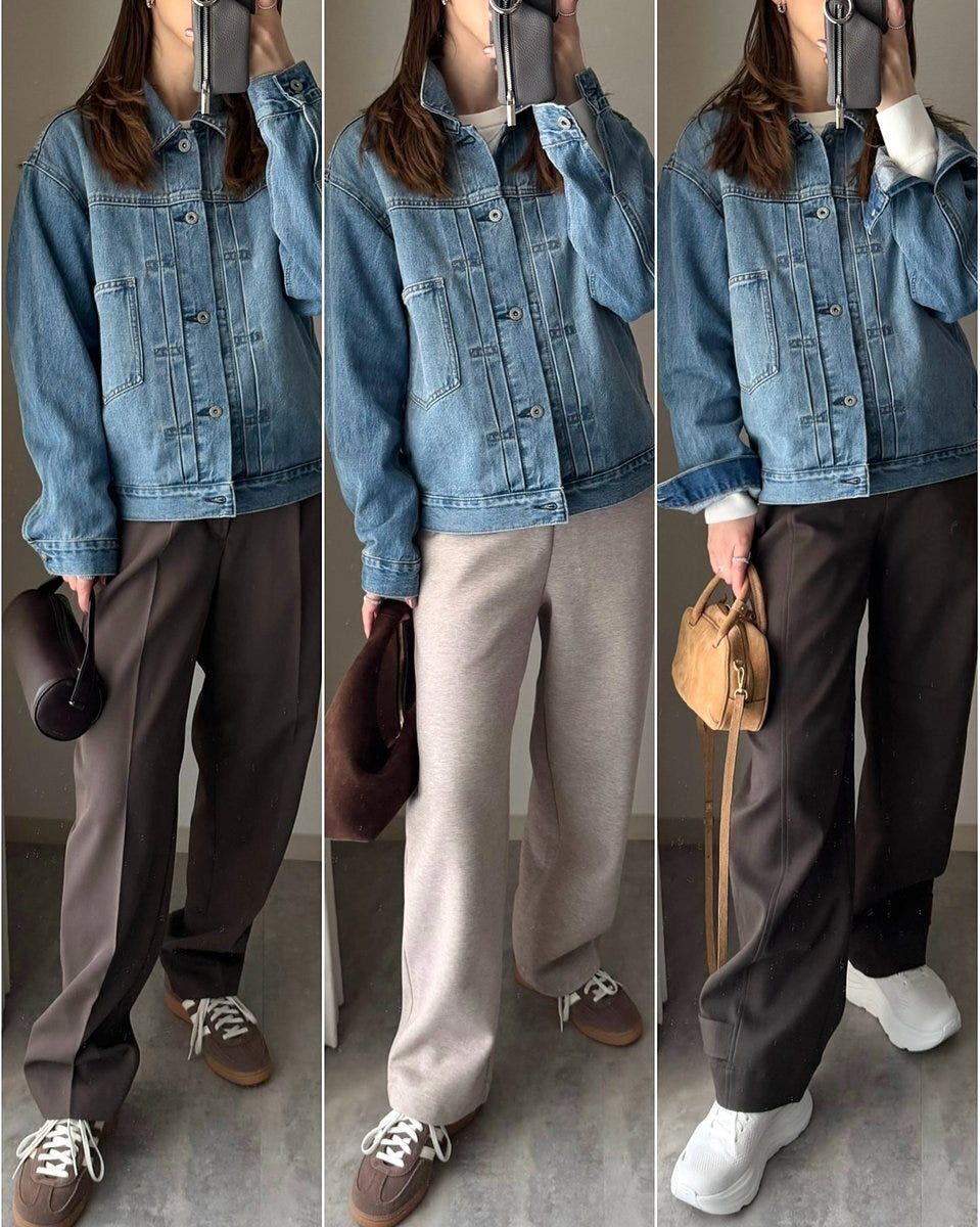 ユニクロのデニムトラッカージャケットのコーデ2