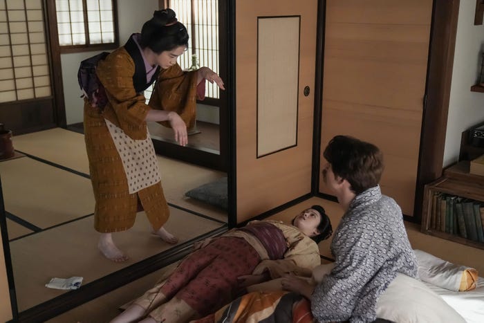 野内まる、高石あかり、トミー・バストウ「ばけばけ」第55話(C)NHK