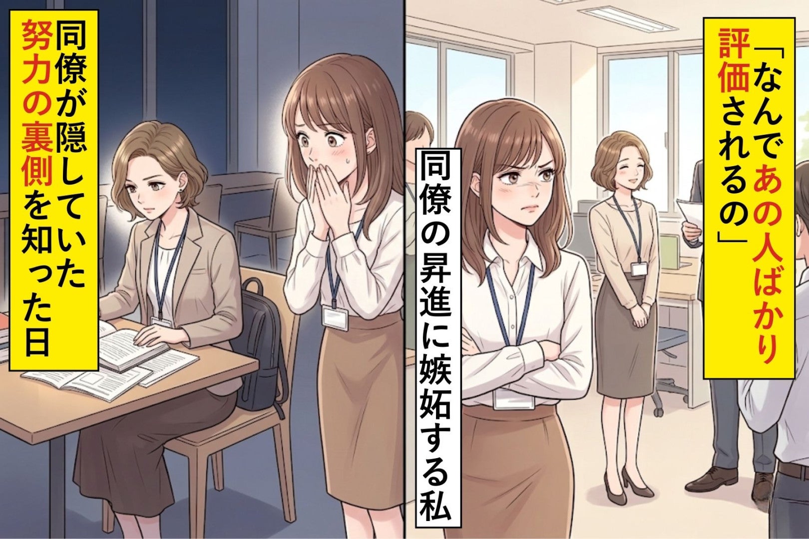 「なんであの人ばかり評価されるの」同僚の昇進に嫉妬する私→同僚が隠していた"努力の裏側"を知った日