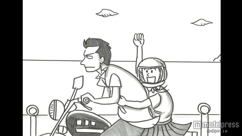 大介の運転するバイクでデートするふたり（C）2014『振り子』製作委員会