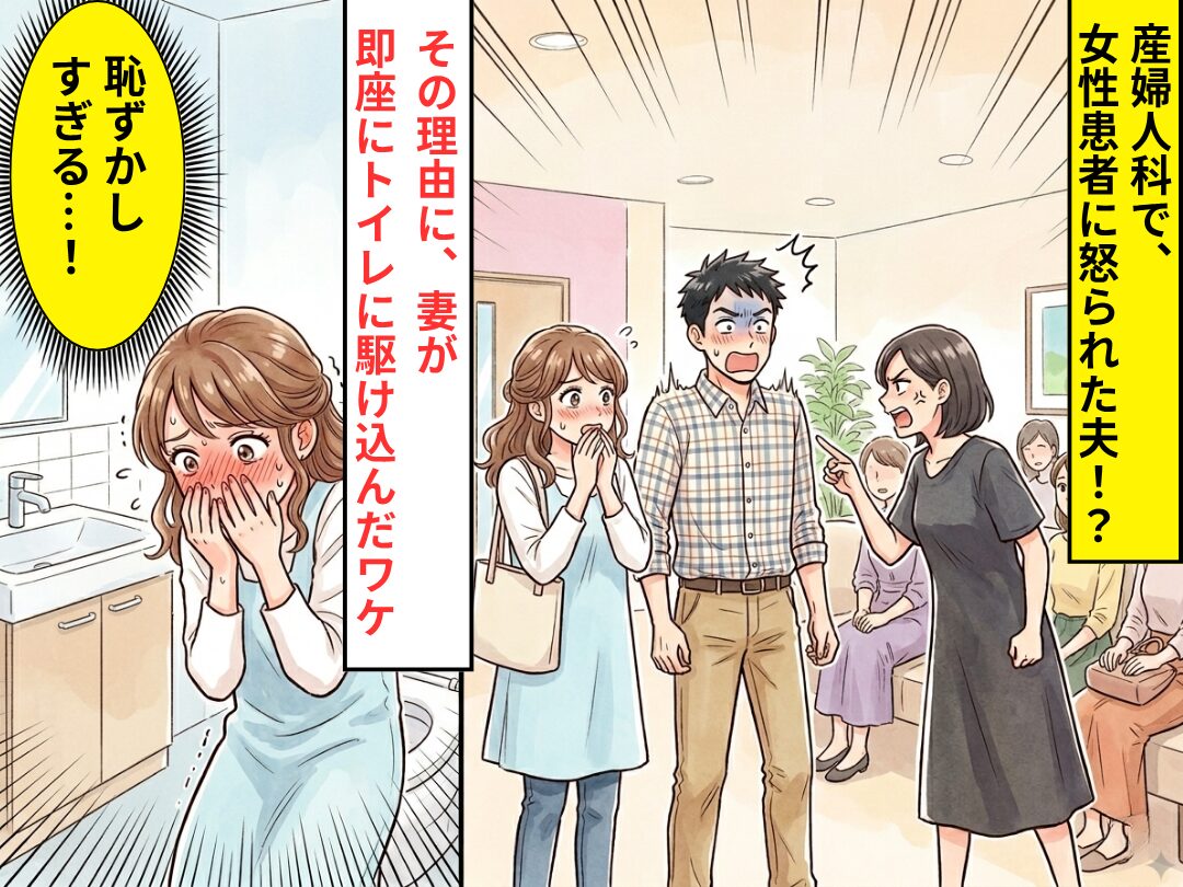 産婦人科で、女性患者に怒られた夫！？⇒その理由に「恥ずかしすぎる…！」妻が即座にトイレに駆け込んだワケ