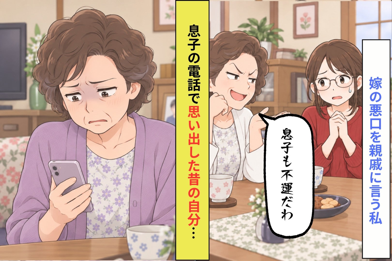 嫁の悪口を親戚に話していた私。息子からの電話で思い出した、昔の自分
