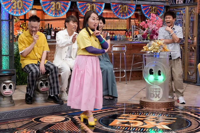 原西孝幸、藤本敏史、キンタロー。、中山忍、浜田雅功(C)読売テレビ