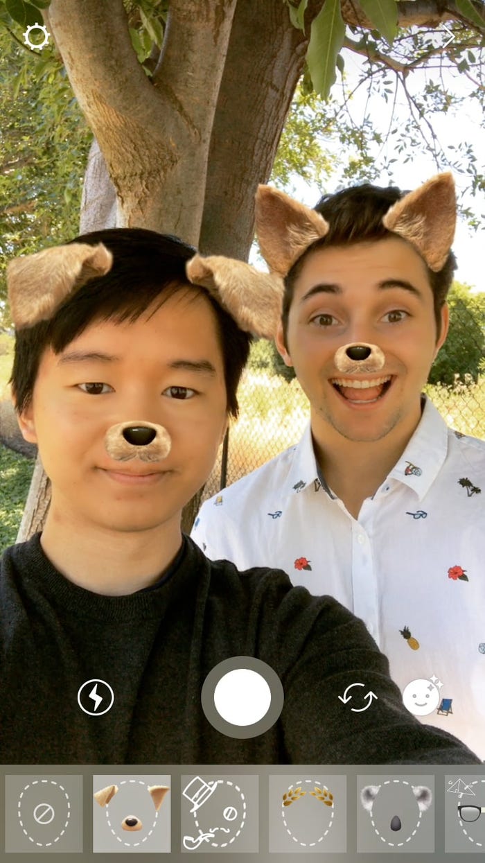 「Instagram Stories(インスタグラム ストーリーズ)」犬のフェイスフィルター(提供画像)