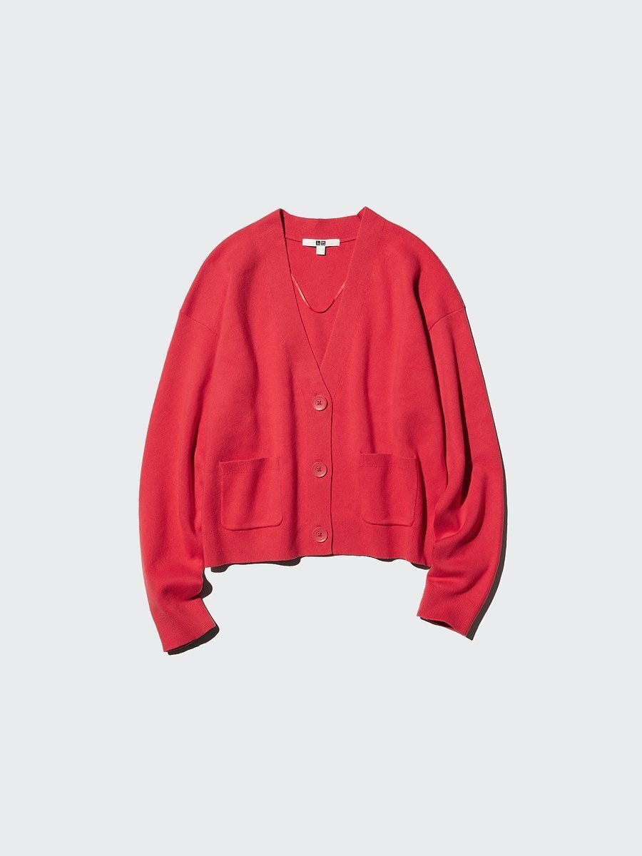 ユニクロのスムースコットンVネックショートカーディガン