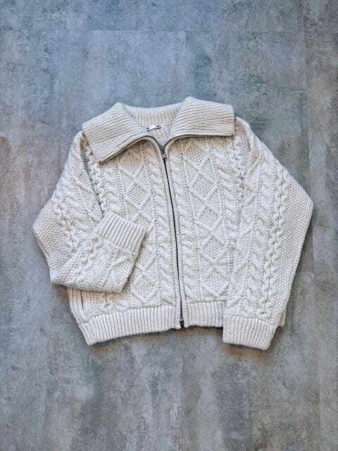 GUケーブルニットブルゾンのナチュラル