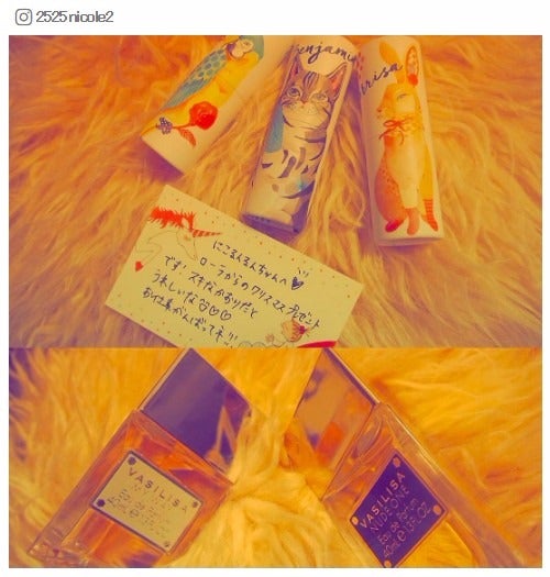 ローラよりプレゼント＆メッセージ／藤田ニコルInstagramより