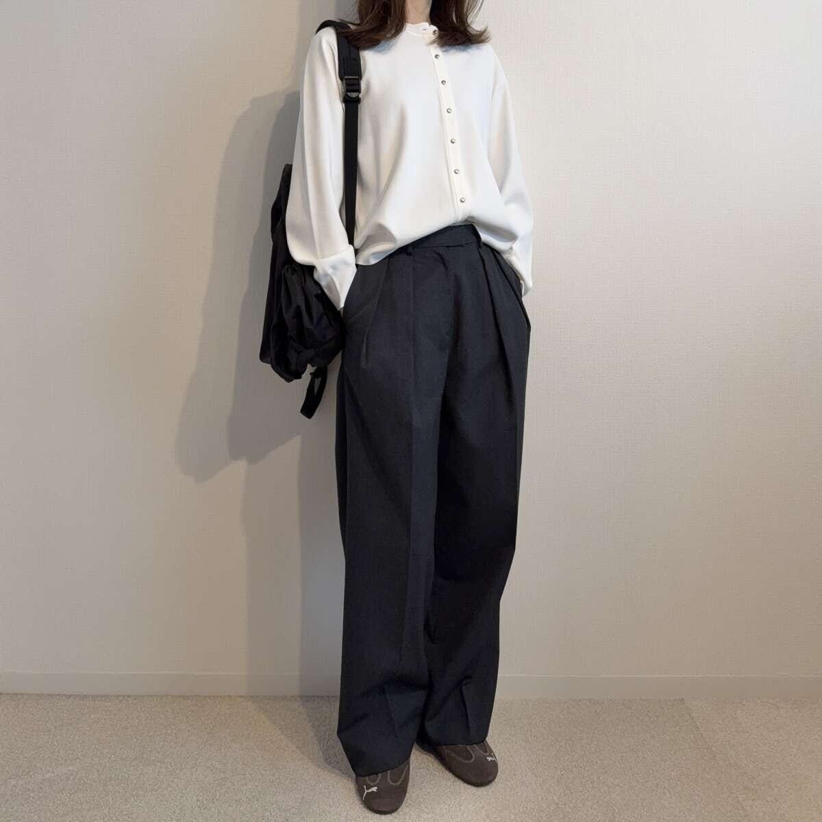 PLST　UVカットレーヨンブレンドメタルボタンカーディガンのカジュアルコーデ