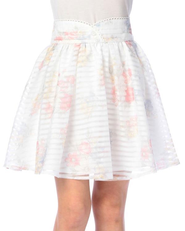ボーダーオーガンジー花スカート「LIZ LISA」7,452円（税込）