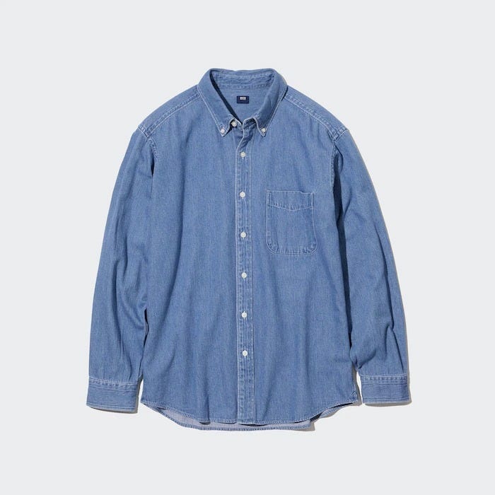ユニクロ　uniqlo　おすすめ　オススメ　コスパ　2023　冬　メンズ　インディゴ　デニム　デニムシャツ　シャツ
