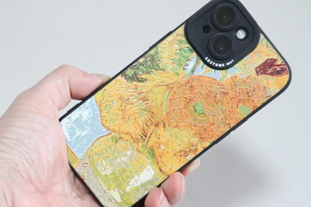 iP15／14用ケース　立体印刷　ひまわり　印刷面