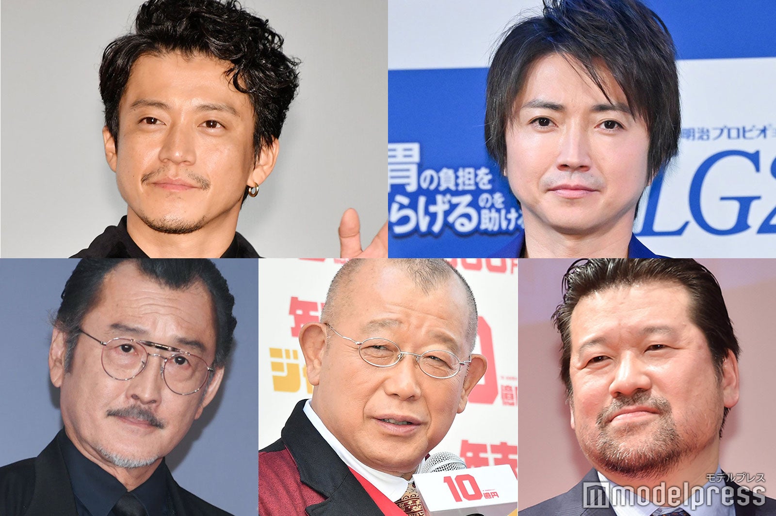 （上段左から時計回り）小栗旬、藤原竜也、佐藤二朗、笑福亭鶴瓶、吉田鋼太郎（C）モデルプレス