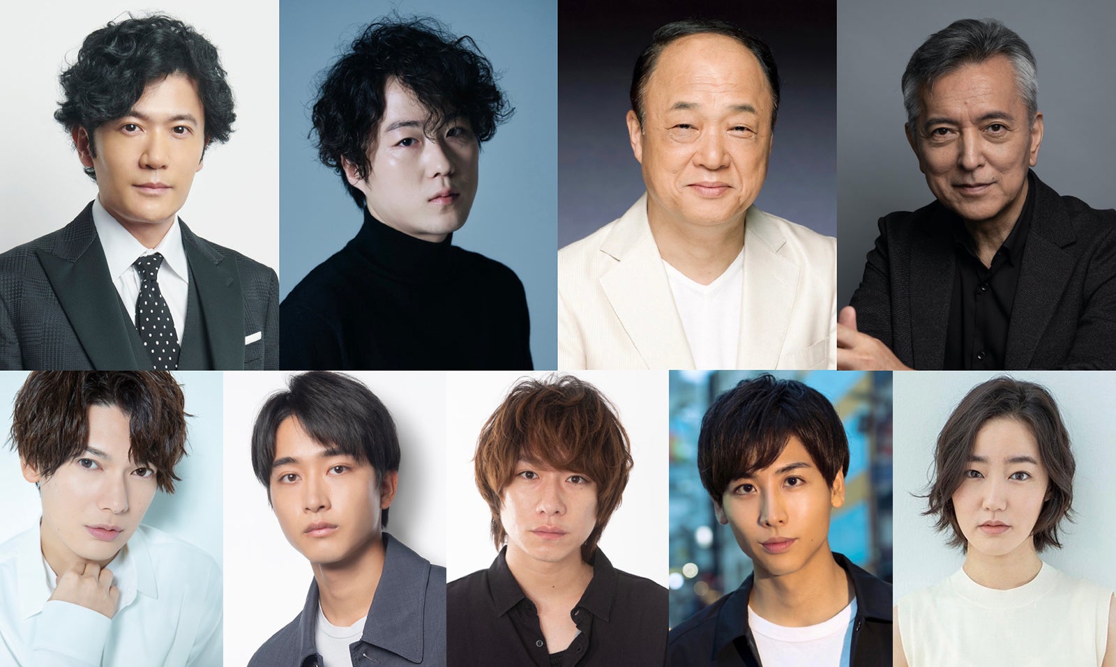 （左上から時計回りに）稲垣吾郎、大鶴佐助、田山涼成、榎木孝明、清水葉月、池岡亮介、落合モトキ、佐藤寛太、崎山つばさ（提供写真）