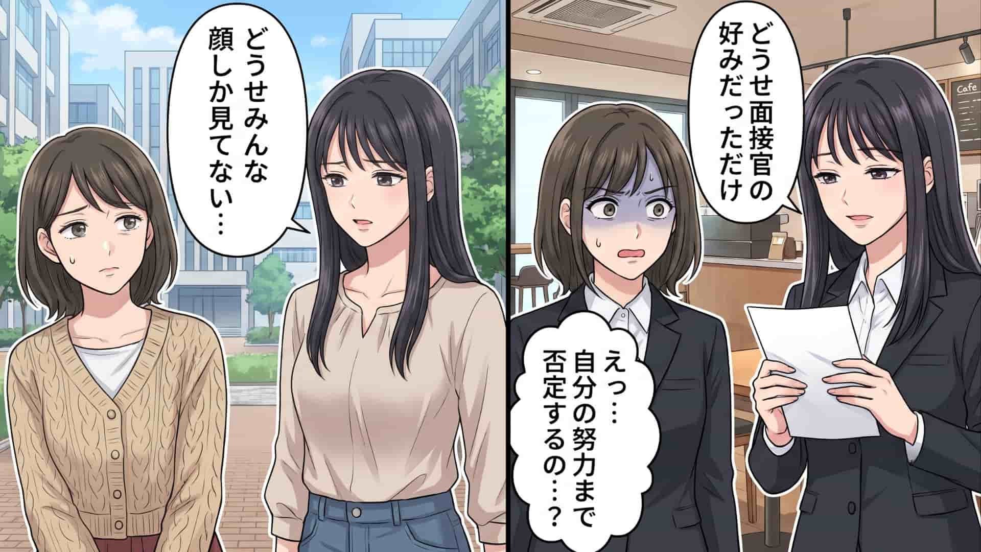 可愛い友人の口癖は「どうせ顔だけでしょ」。就活中にも繰り返される自虐...主人公は耐えきれず、思わず【まさかの発言】を！？