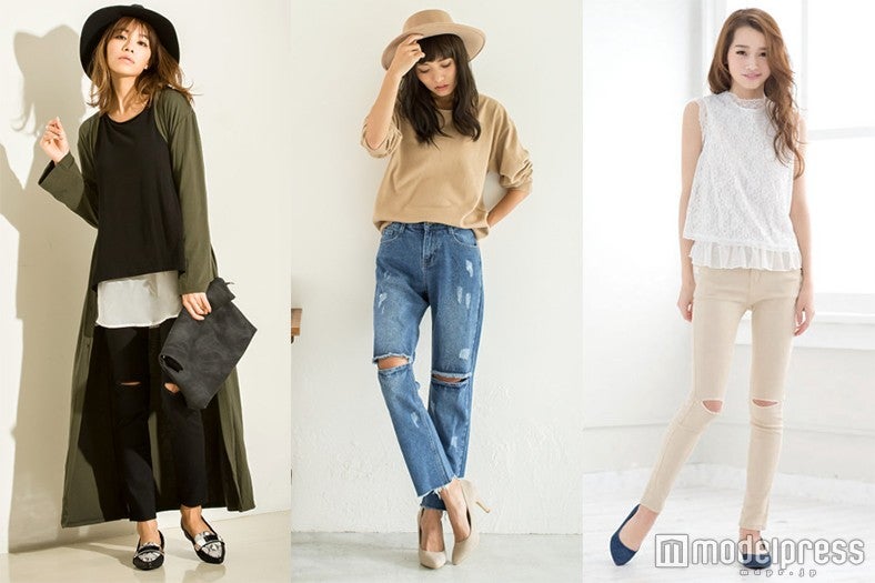 ぱっくり“ひざ穴パンツ”で大人のセクシーカジュアルスタイルに…♪