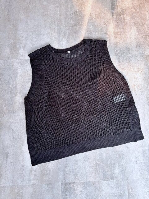 coca　クロスチェーン・ニットジレ　BLACK