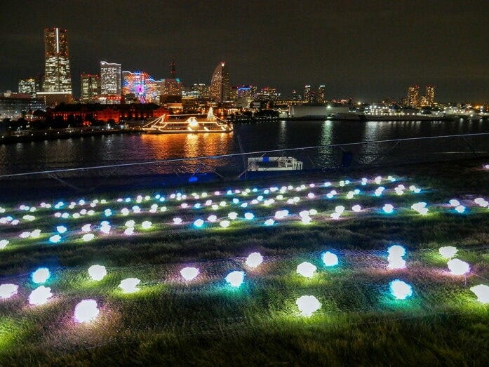 横浜港フォトジェニックイルミネーション2022~LOVE & PEACE~の様子(2022年11月1日撮影)