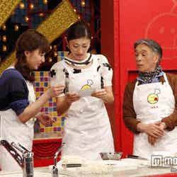 料理バラエティー「チューボーですよ！」（TBS系）に出演する（左から）枡田絵理奈アナ、山田優、堺正章（C）TBS