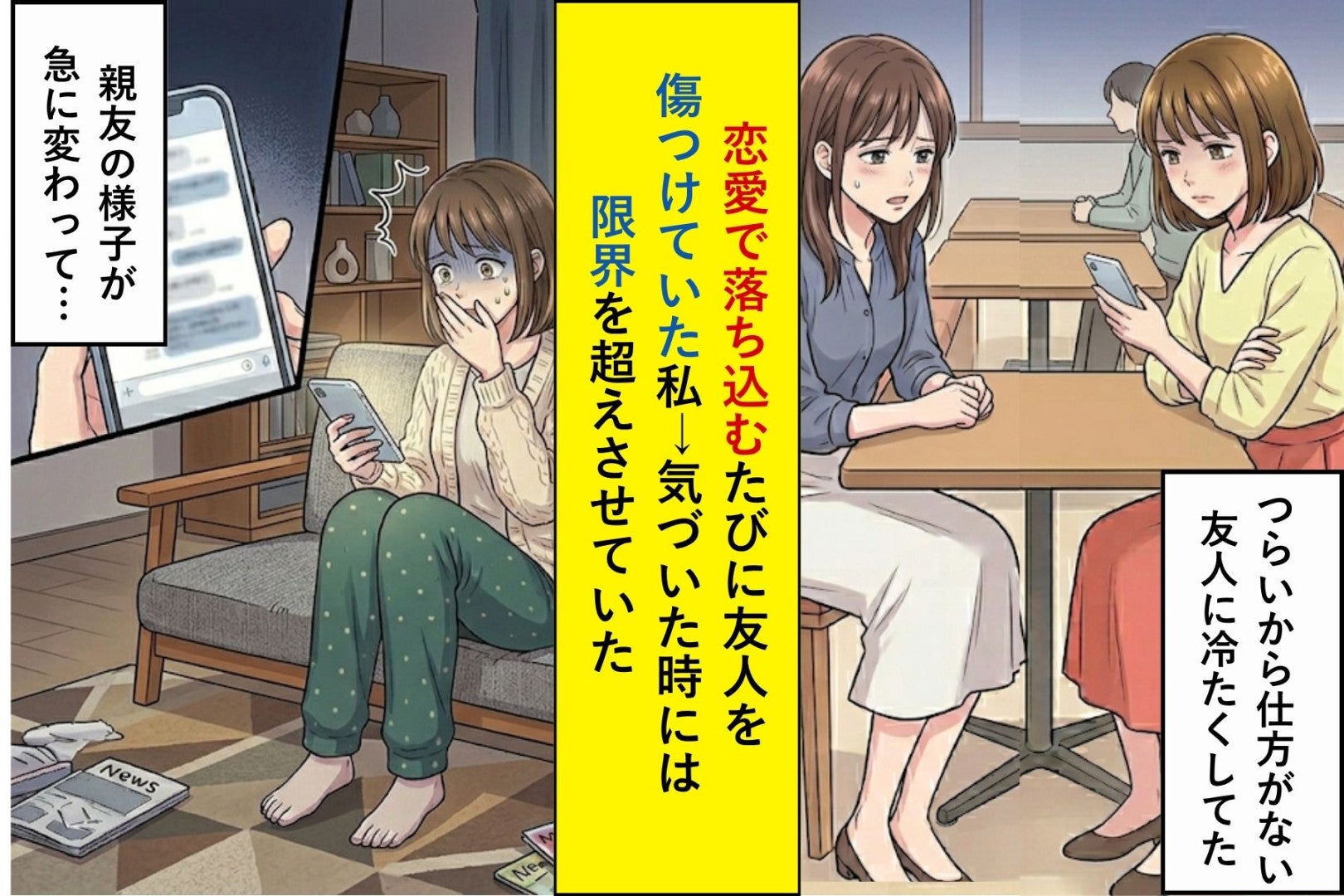 恋愛で落ち込むたびに友人を傷つけていた私→気づいた時には限界を超えさせていた