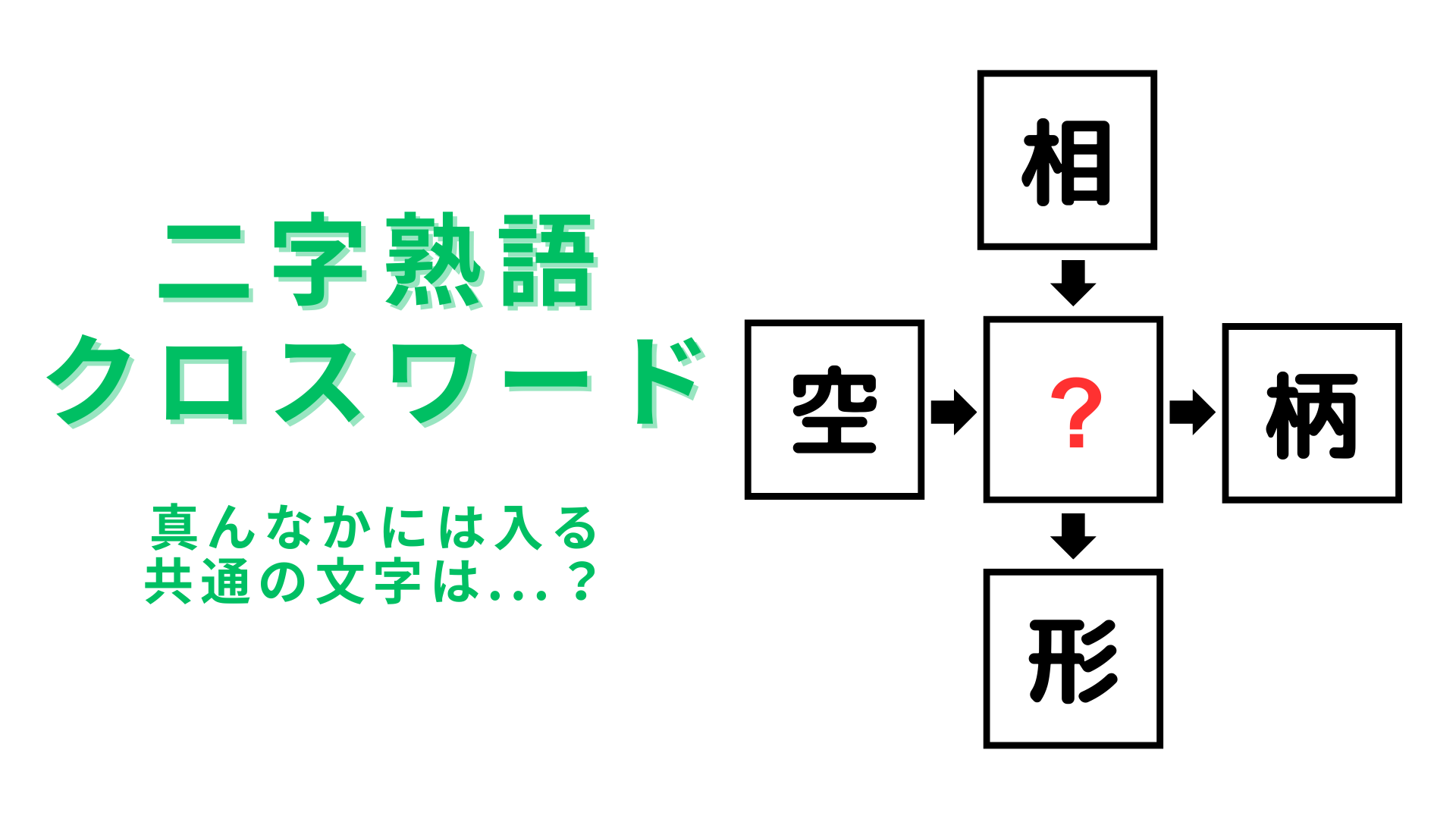 【二字熟語クロスワード】真んなかに入る漢字は？今日の脳トレはこれ！