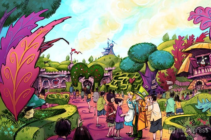 東京ディズニーランド、ファンタジーランド「ふしぎの国のアリス」をテーマとしたエリア(C)Disney