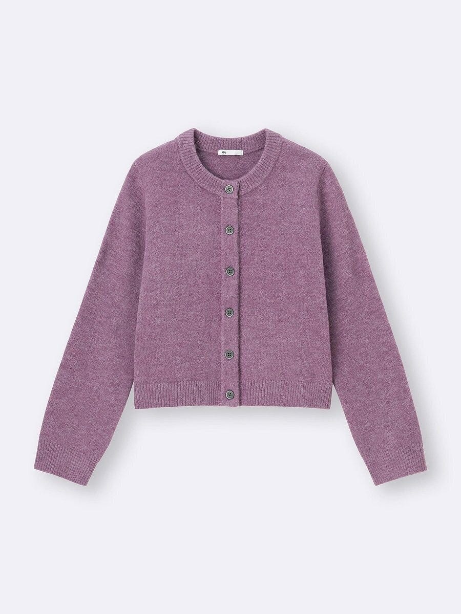 GUのパフニットクルーネックカーディガン