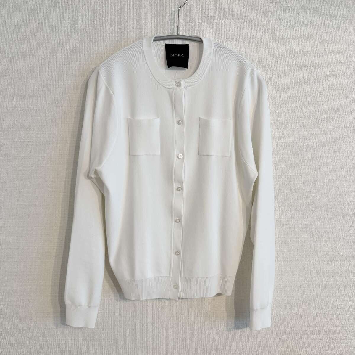 N.O.R.C　ニットカーディガン　ホワイト　ポケットディテール
