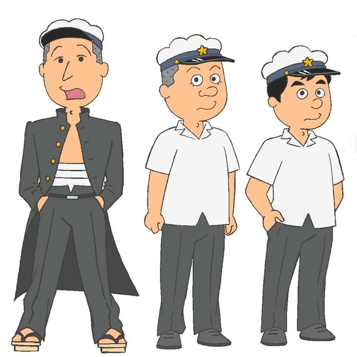 長田庄平、松尾駿、せいや(C)長谷川町子美術館