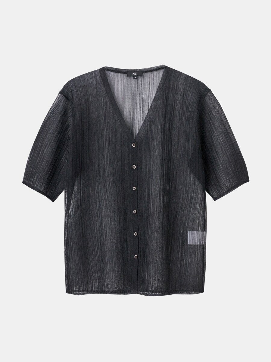 PLSTのグリッターシアーカーディガン